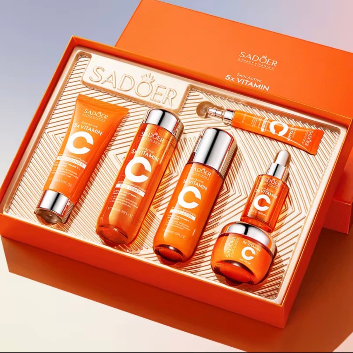 Close-up of Vitamin C skincare set